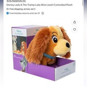 Disney Lady & The Tramp Plush with Leash - Brown and Blue